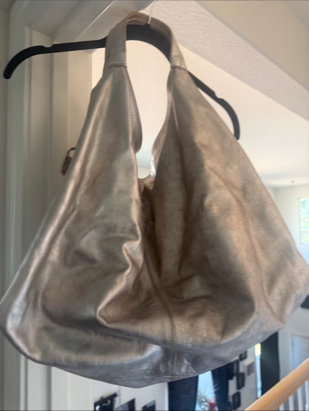 Furla Metallic Silver-Leather Hobo Bag